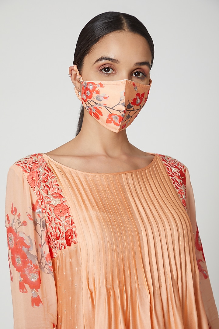 Peach & Red Printed Mask by Adah