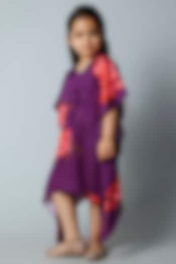 Midnight Purple Embroidered Kaftan For Girls by Adah Kidswear