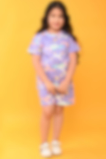 Purple Cotton Printed Night Suit Set For Girls by Anthrilo at Pernia's Pop Up Shop