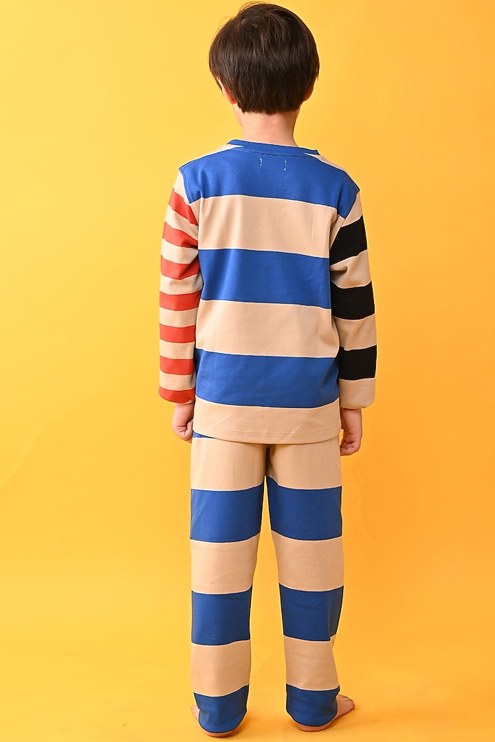Blue Cotton Jersey Printed Night Suit Set For Boys by Anthrilo at Pernia's Pop Up Shop