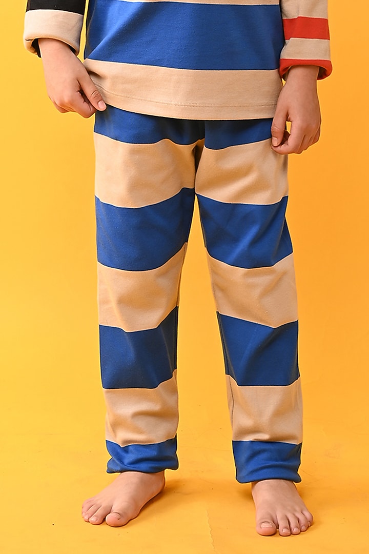 Blue Cotton Jersey Printed Night Suit Set For Boys by Anthrilo at Pernia's Pop Up Shop