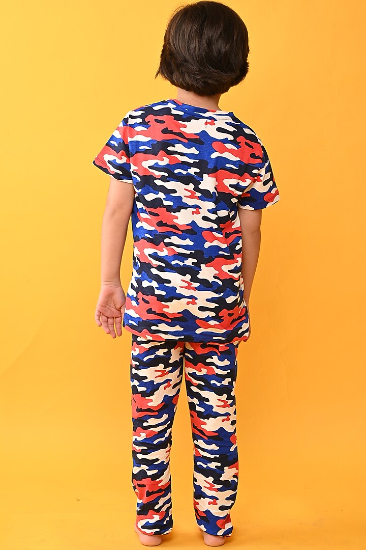 Blue Cotton Jersey Printed Night Suit Set For Boys by Anthrilo at Pernia's Pop Up Shop
