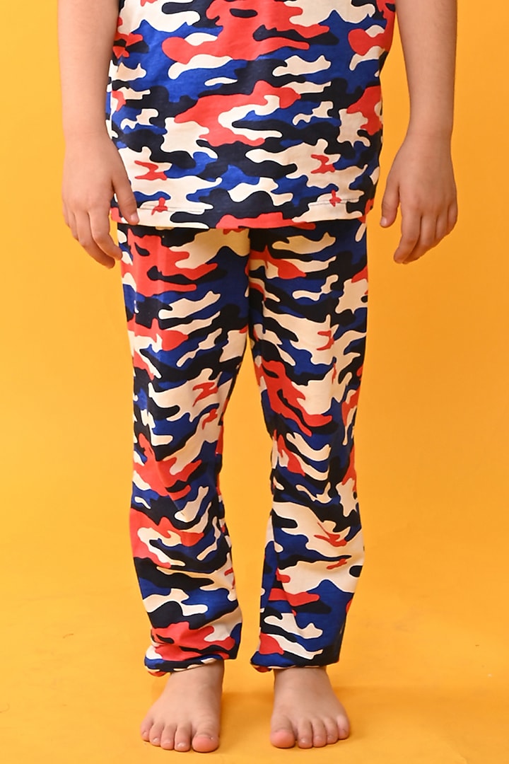 Blue Cotton Jersey Printed Night Suit Set For Boys by Anthrilo at Pernia's Pop Up Shop