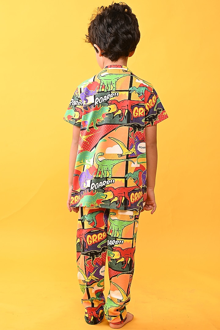 Red Cotton Jersey Printed Night Suit Set For Boys by Anthrilo at Pernia's Pop Up Shop