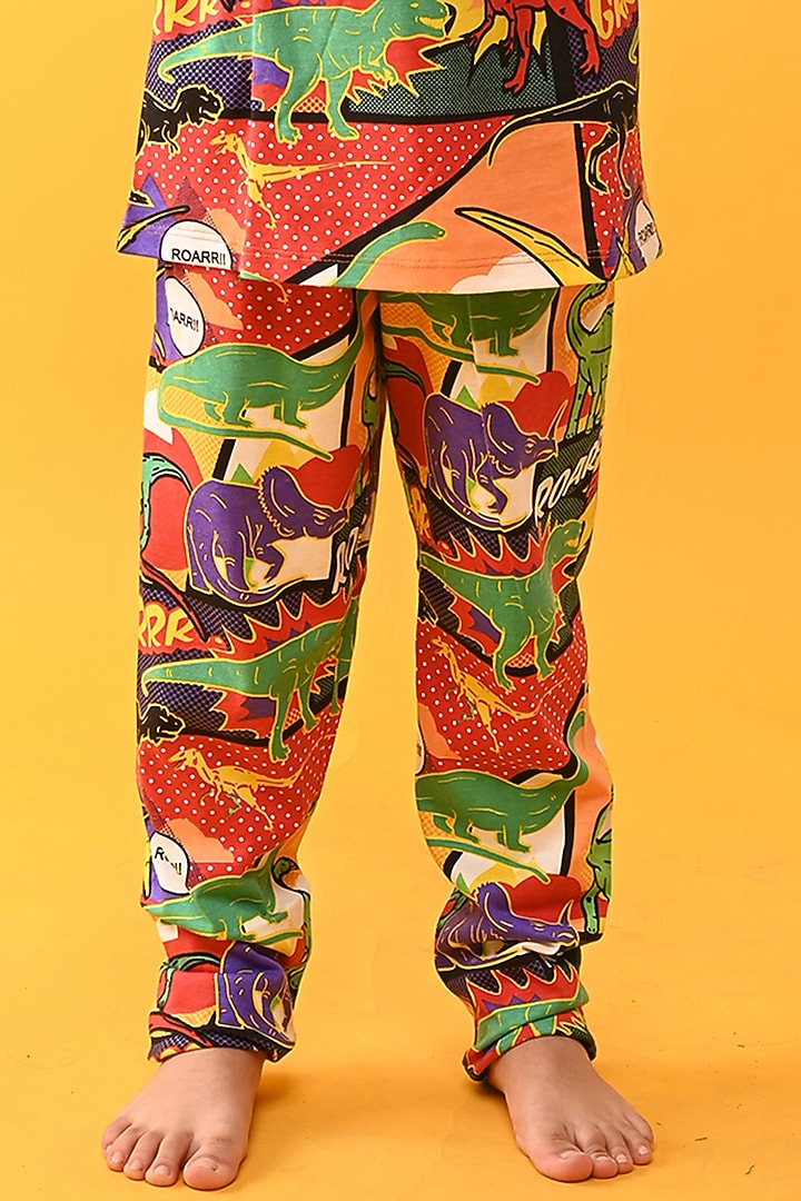 Red Cotton Jersey Printed Night Suit Set For Boys by Anthrilo at Pernia's Pop Up Shop
