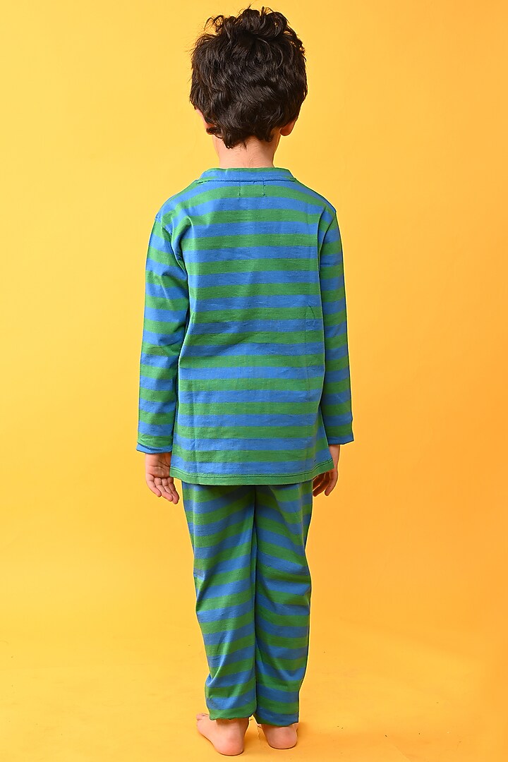 Green Cotton Jersey Printed Night Suit Set For Boys by Anthrilo at Pernia's Pop Up Shop