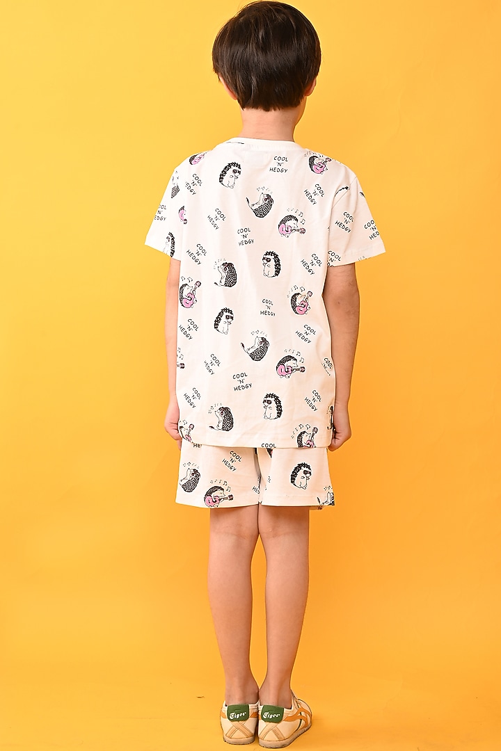 White Cotton Jersey Printed Night Suit Set For Boys by Anthrilo at Pernia's Pop Up Shop