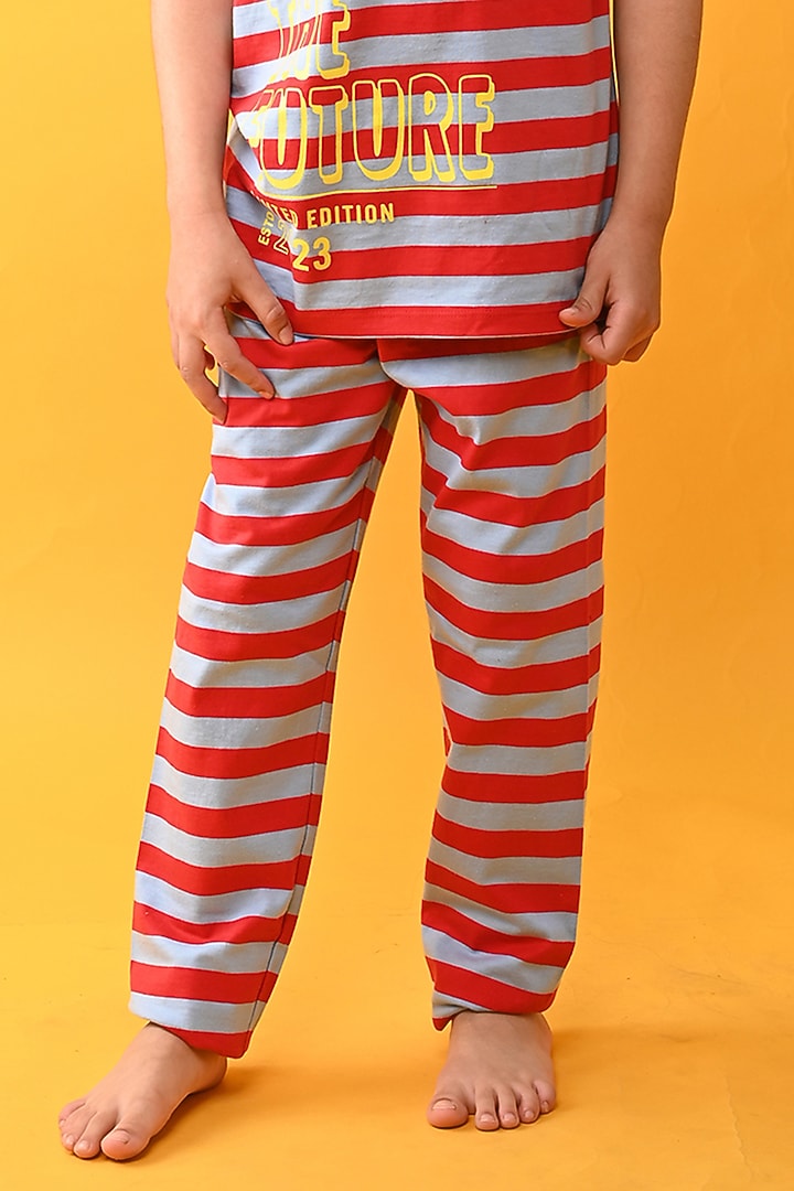 Red Cotton Jersey Printed Night Suit Set For Boys by Anthrilo at Pernia's Pop Up Shop