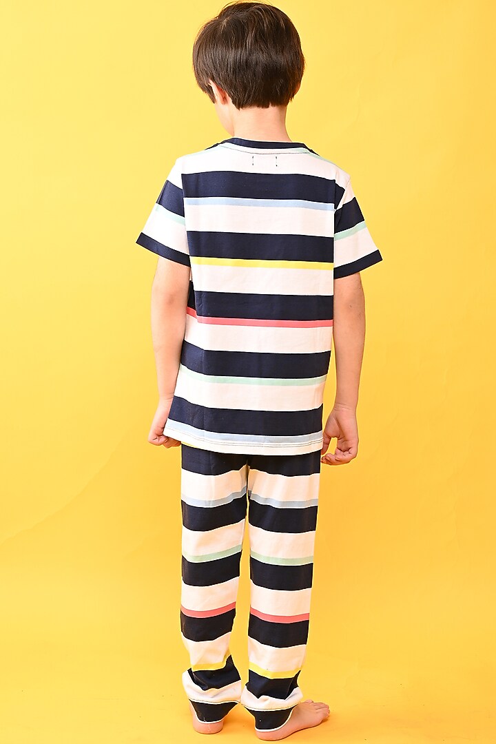 Navy Cotton Jersey Printed Night Suit Set For Boys by Anthrilo at Pernia's Pop Up Shop