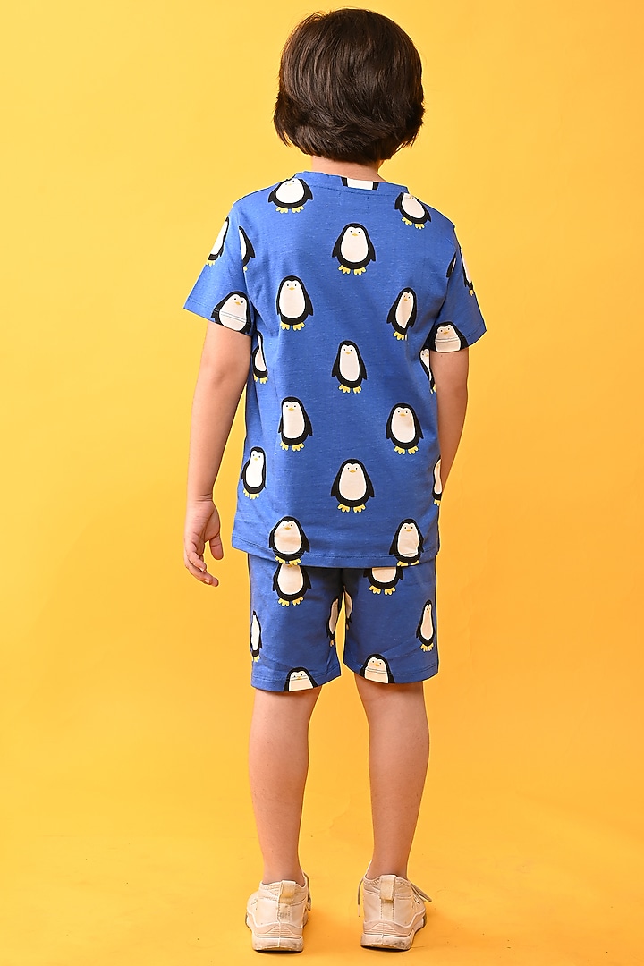 Blue Cotton Jersey Printed Night Suit Set For Boys by Anthrilo at Pernia's Pop Up Shop