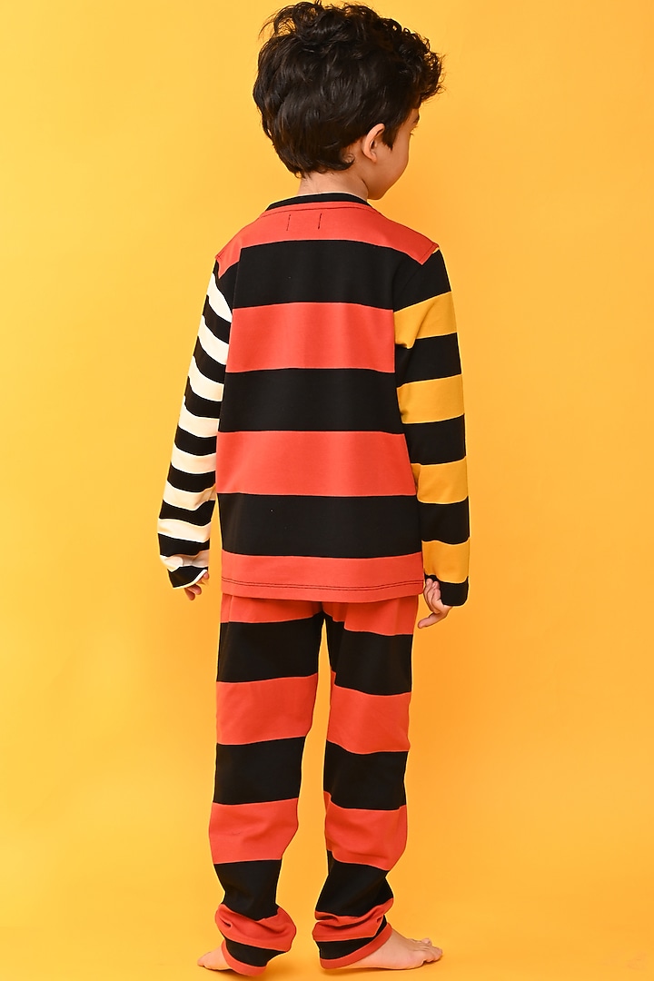 Red Cotton Jersey Printed Night Suit Set For Boys by Anthrilo at Pernia's Pop Up Shop