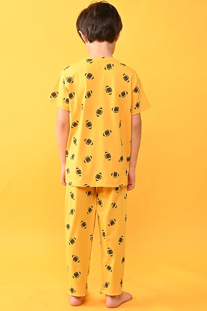 Yellow Cotton Jersey Printed Night Suit Set For Boys by Anthrilo at Pernia's Pop Up Shop