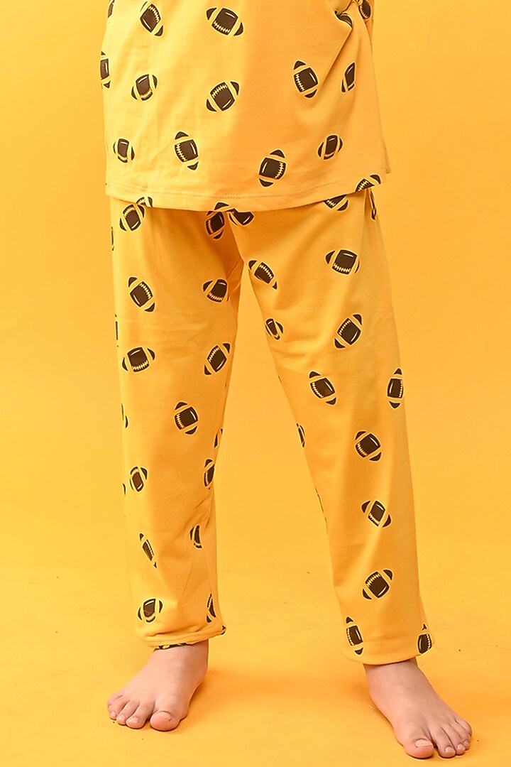Yellow Cotton Jersey Printed Night Suit Set For Boys by Anthrilo at Pernia's Pop Up Shop