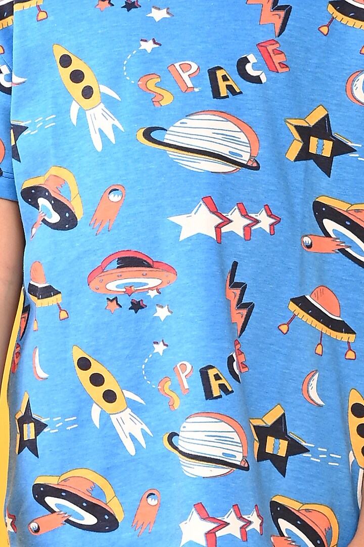 Blue Cotton Jersey Printed Night Suit Set For Boys by Anthrilo at Pernia's Pop Up Shop