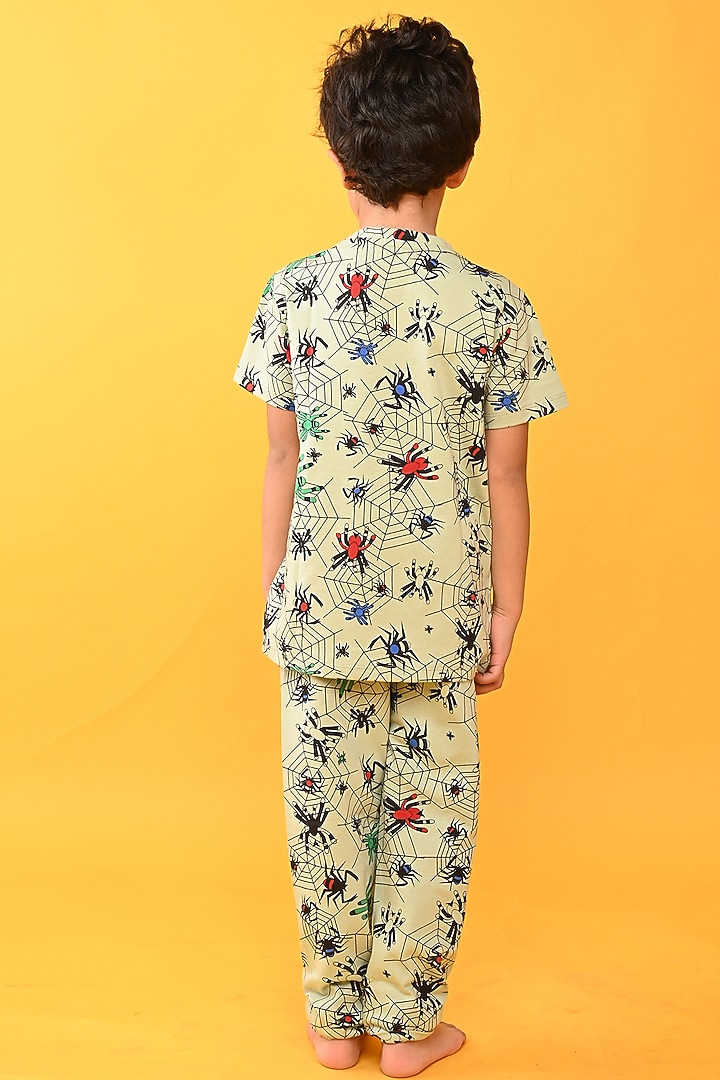 Green Cotton Jersey Printed Night Suit Set For Boys by Anthrilo at Pernia's Pop Up Shop
