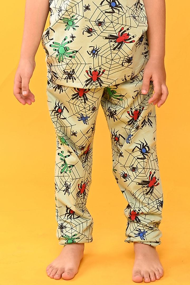 Green Cotton Jersey Printed Night Suit Set For Boys by Anthrilo at Pernia's Pop Up Shop