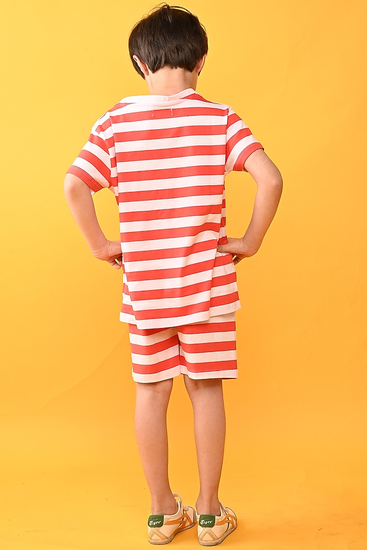 Orange Cotton Jersey Printed Night Suit Set For Boys by Anthrilo at Pernia's Pop Up Shop