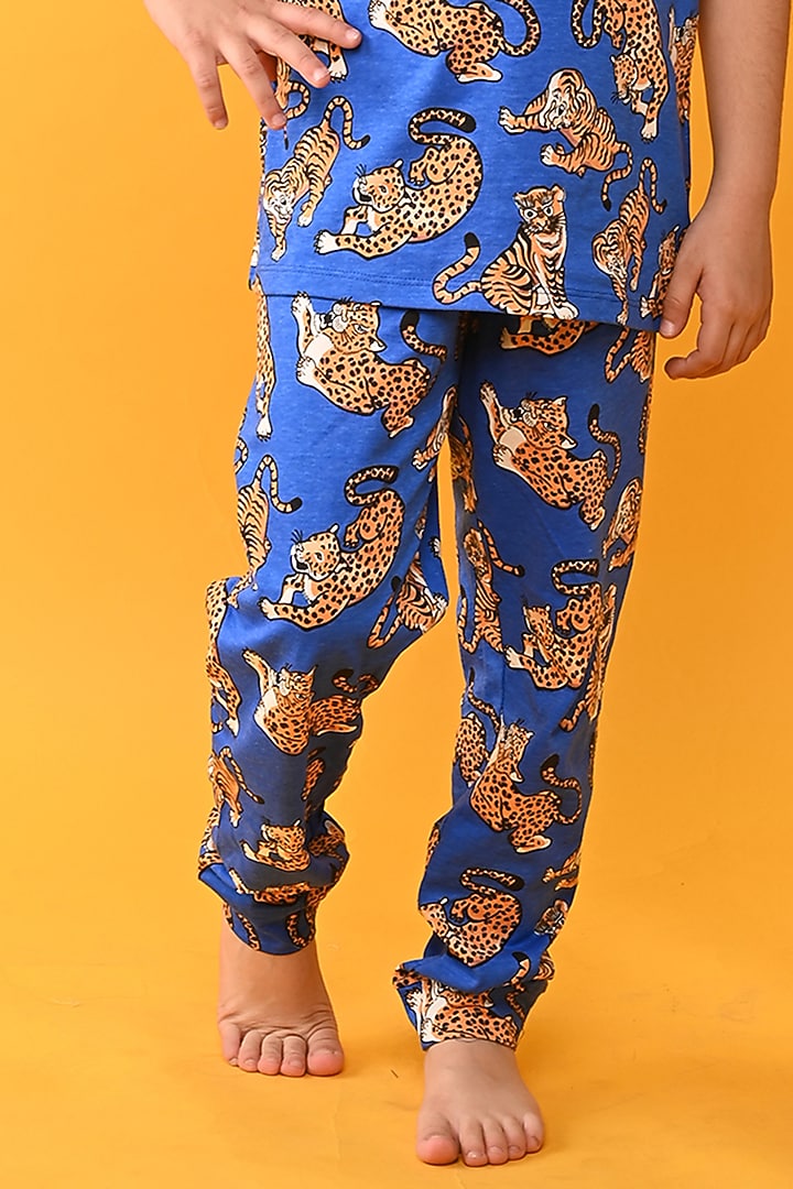 Blue Cotton Jersey Printed Night Suit Set For Boys by Anthrilo at Pernia's Pop Up Shop
