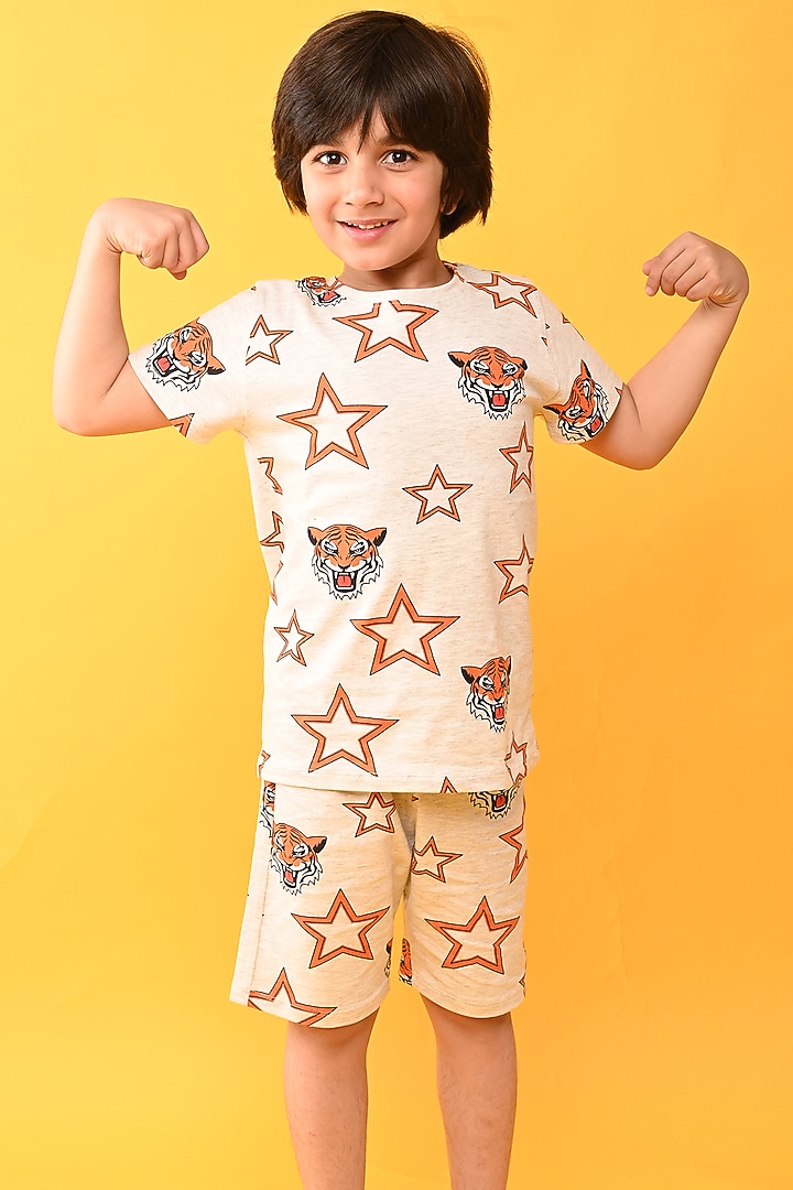 Grey Cotton Jersey Printed Night Suit Set For Boys by Anthrilo at Pernia's Pop Up Shop