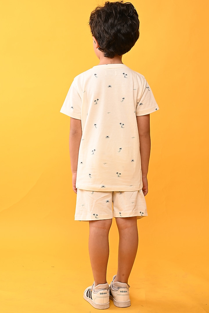 Off-White Cotton Jersey Printed Night Suit Set For Boys by Anthrilo at Pernia's Pop Up Shop