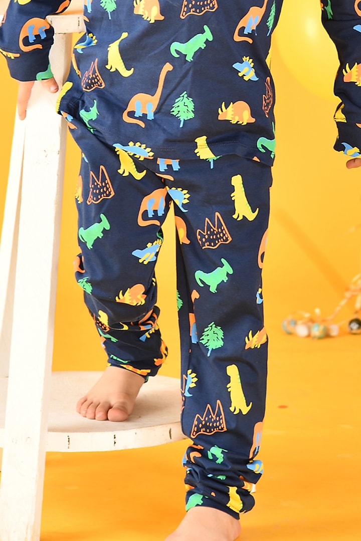 Navy Cotton Jersey Printed Night Suit Set For Boys by Anthrilo at Pernia's Pop Up Shop