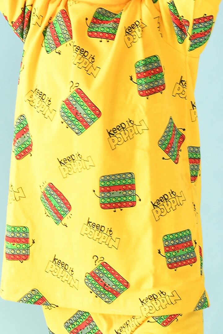 Yellow Cotton Jersey Printed Night Suit Set For Boys by Anthrilo at Pernia's Pop Up Shop