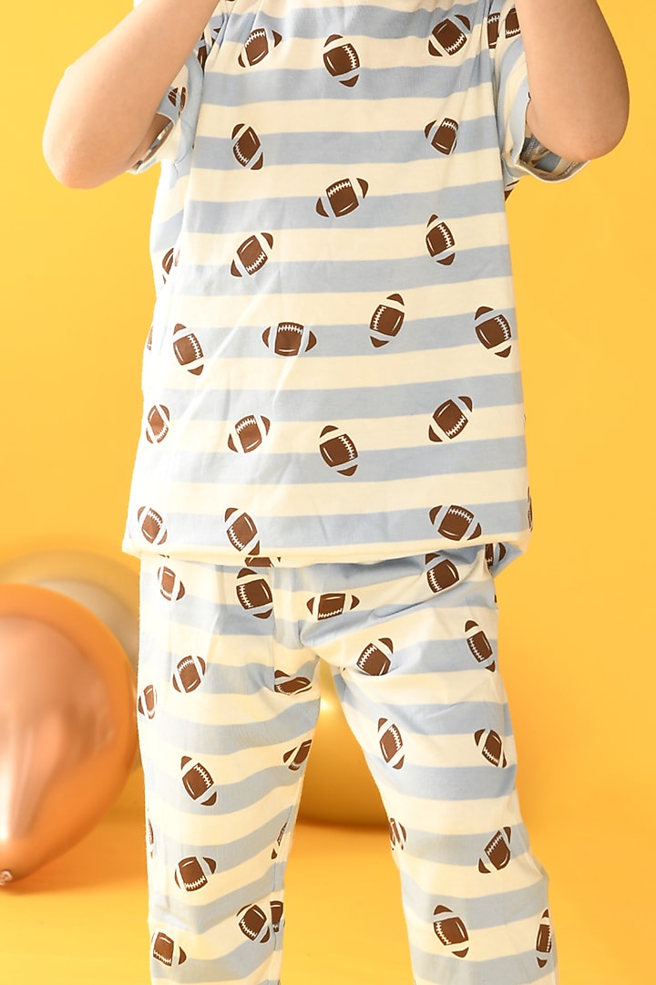 Blue Striped Night Suit Set For Boys by Anthrilo at Pernia's Pop Up Shop