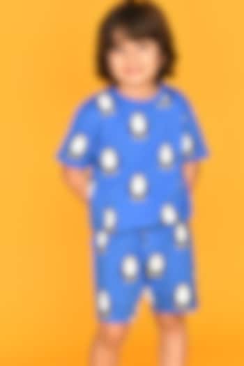 Blue Printed Night Suit Set For Boys by Anthrilo