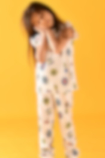 Multi-Coloured Printed Night Suit Set For Girls by Anthrilo at Pernia's Pop Up Shop