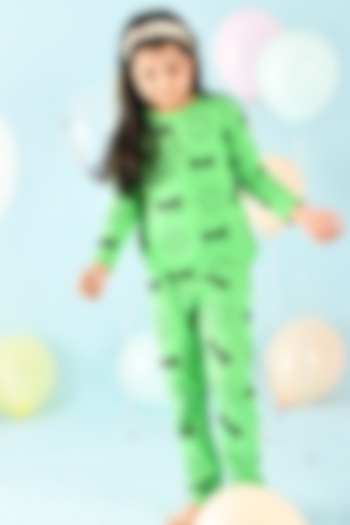 Light Green Printed Night Suit Set For Girls by Anthrilo at Pernia's Pop Up Shop