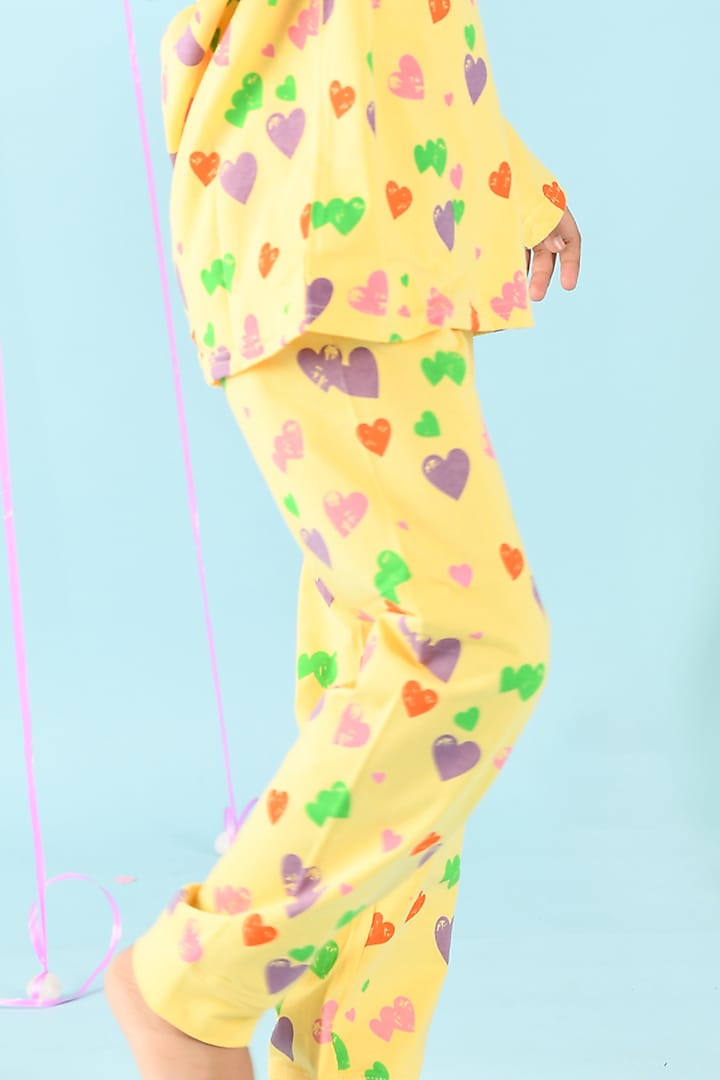 Yellow Printed Night Suit Set For Girls by Anthrilo at Pernia's Pop Up Shop