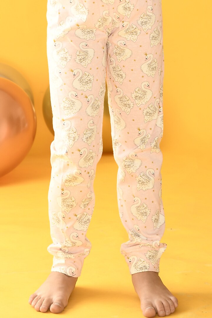 Blush Pink Printed Night Suit Set For Girls by Anthrilo at Pernia's Pop Up Shop