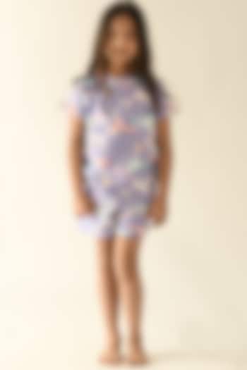 Purple Printed Night Suit Set For Girls by Anthrilo at Pernia's Pop Up Shop