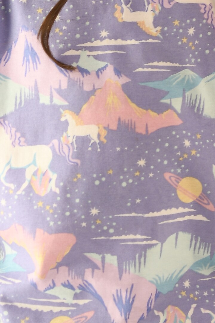 Purple Printed Night Suit Set For Girls by Anthrilo at Pernia's Pop Up Shop