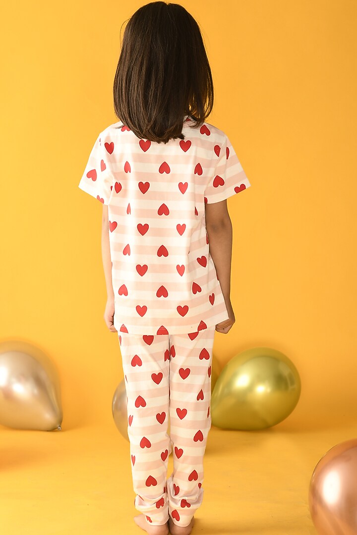Blush Pink Printed Night Suit Set For Girls by Anthrilo at Pernia's Pop Up Shop