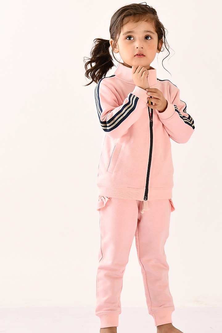 Blush Pink Printed Pant Set For Girls by Anthrilo at Pernia's Pop Up Shop