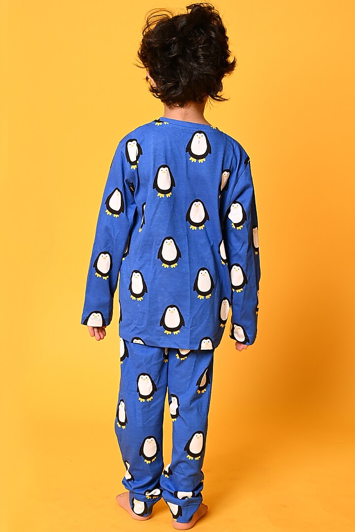 Cobalt Blue Printed Pyjama Set For Boys by Anthrilo at Pernia's Pop Up Shop