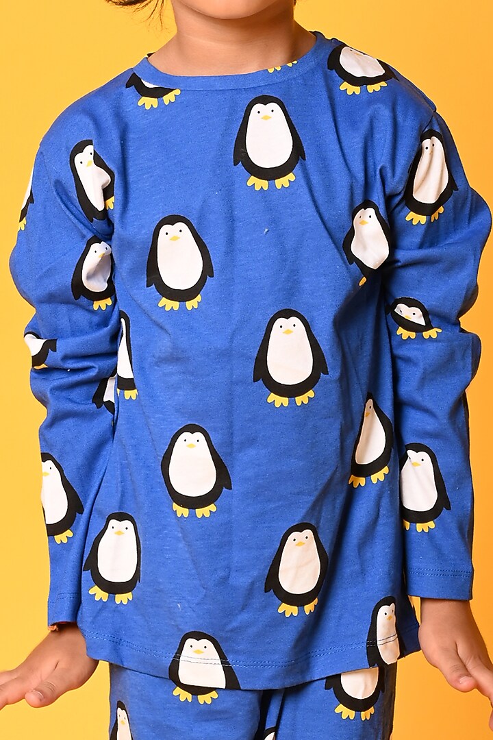 Cobalt Blue Printed Pyjama Set For Boys by Anthrilo at Pernia's Pop Up Shop