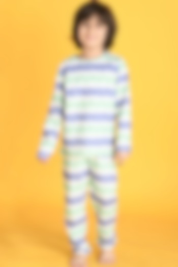 White Stripes Printed Pyjama Set For Boys by Anthrilo