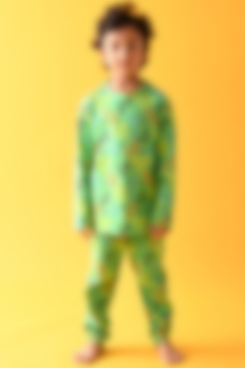 Green Motif Printed Pyjama Set For Boys by Anthrilo at Pernia's Pop Up Shop