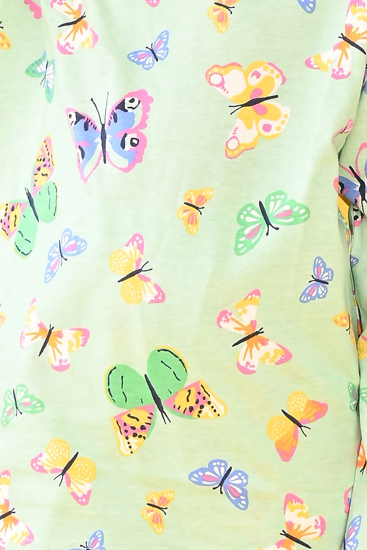 Green Cotton Printed Pyjama Set For Girls by Anthrilo at Pernia's Pop Up Shop