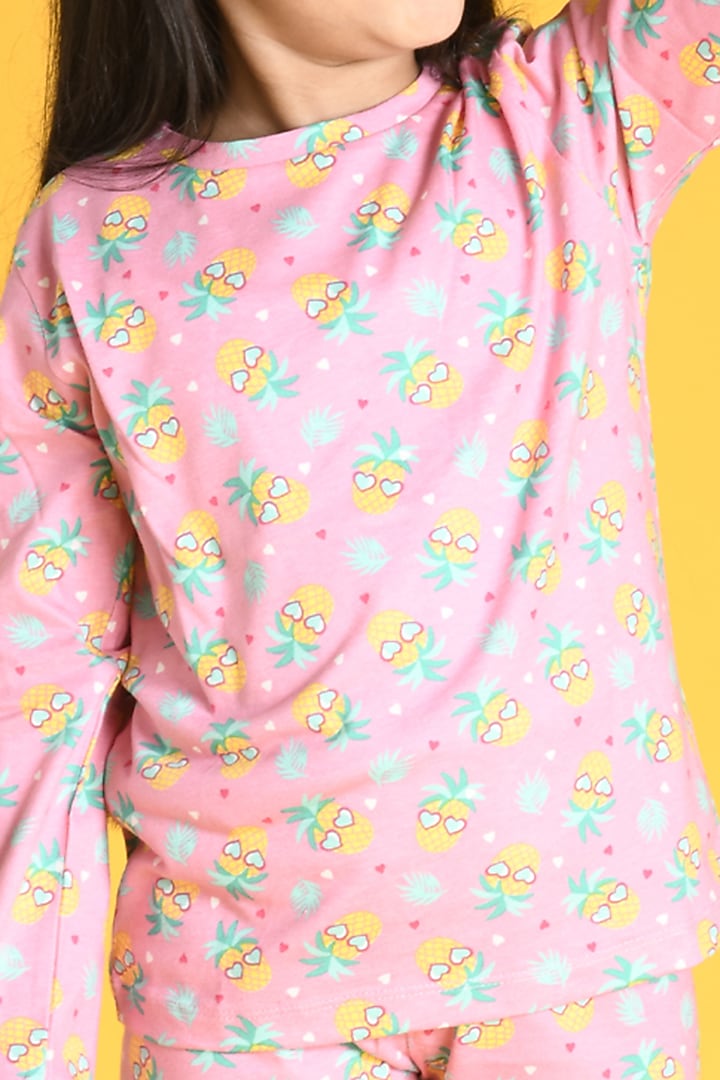 Pink Printed Pyjama Set For Girls by Anthrilo at Pernia's Pop Up Shop
