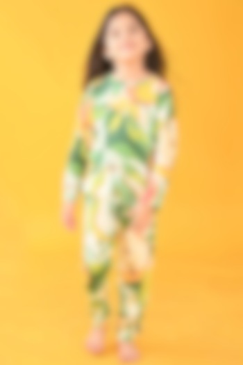 Orange Printed Pyjama Set For Girls by Anthrilo at Pernia's Pop Up Shop