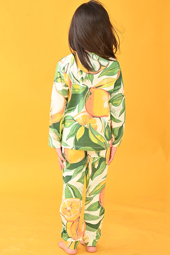 Orange Printed Pyjama Set For Girls by Anthrilo at Pernia's Pop Up Shop