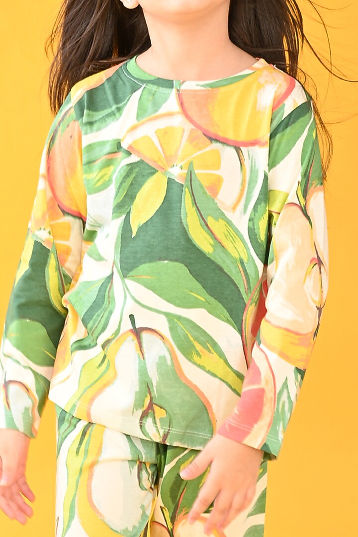 Orange Printed Pyjama Set For Girls by Anthrilo at Pernia's Pop Up Shop