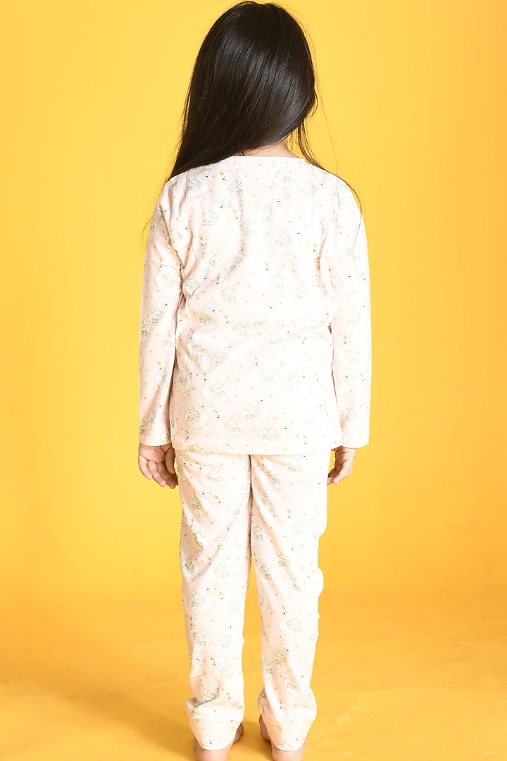 Pink Cotton Printed Pyjama Set For Girls by Anthrilo at Pernia's Pop Up Shop