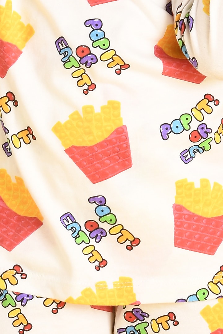 White Cotton Motif Printed Pyjama Set For Girls by Anthrilo at Pernia's Pop Up Shop
