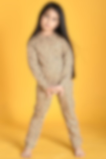 Brown Printed Pyjama Set For Girls by Anthrilo at Pernia's Pop Up Shop