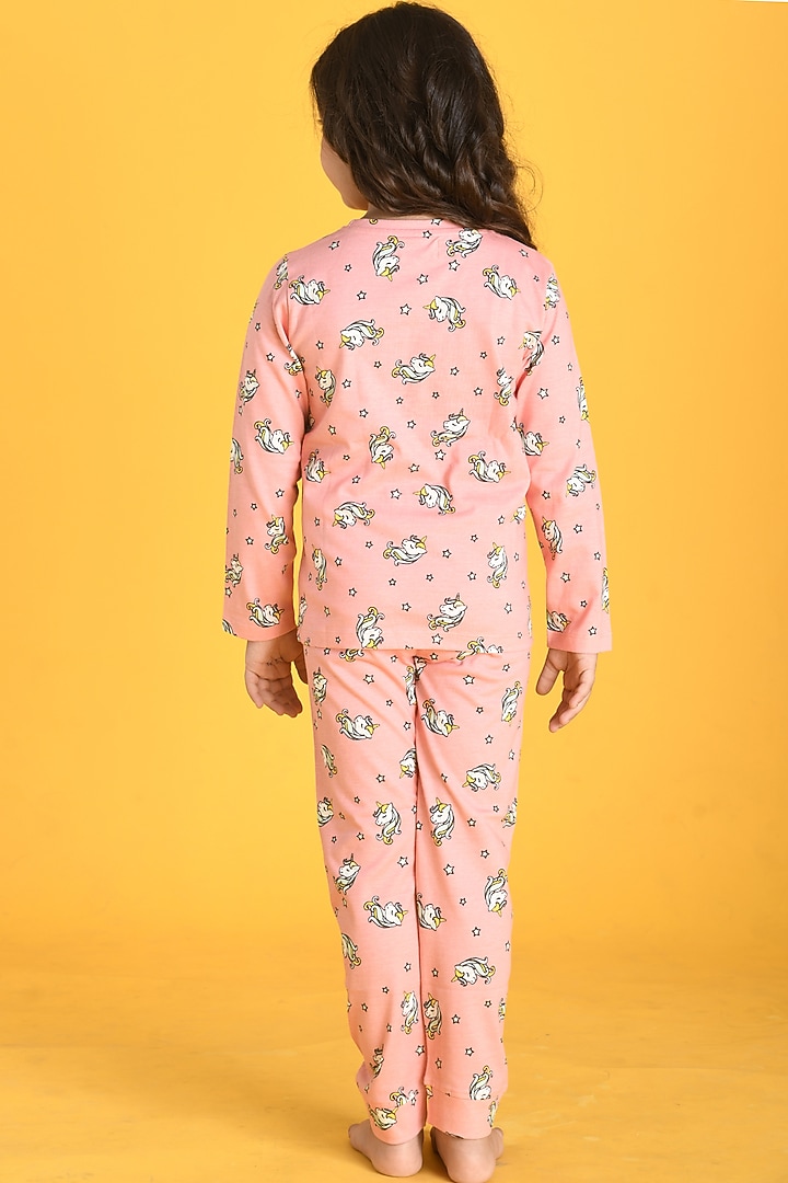 Pink Unicorn Motif Printed Pyjama Set For Girls by Anthrilo at Pernia's Pop Up Shop