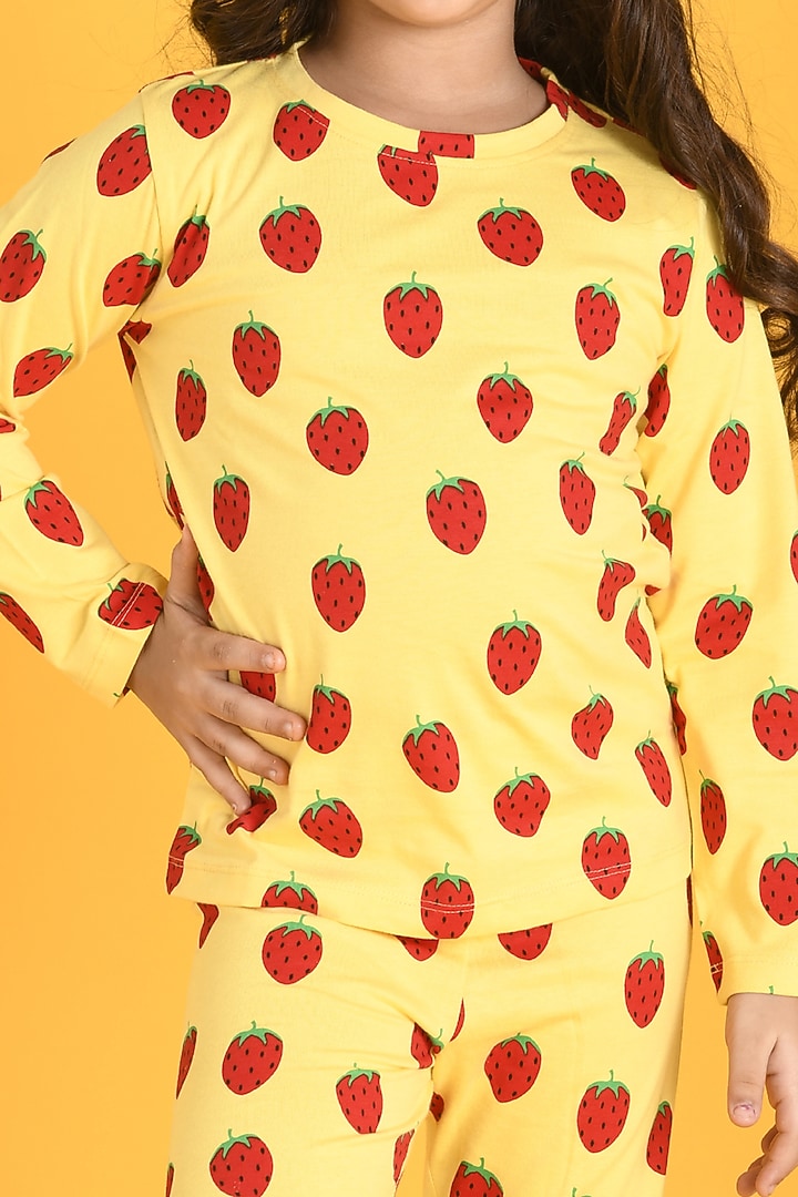 Yellow Printed Pyjama Set For Girls by Anthrilo at Pernia's Pop Up Shop